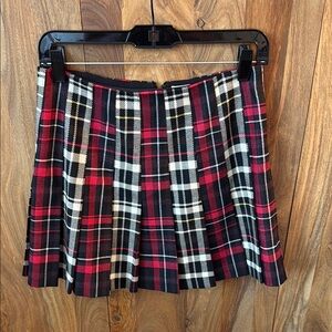 Alice + Olivia Red and Black Plaid Mini Skirt